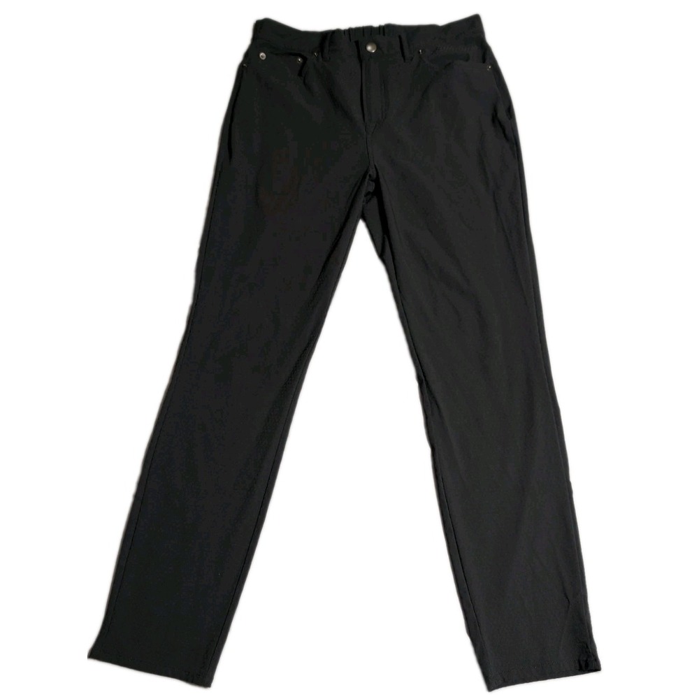 Oiselle Story Pants Womens M Black Stretch Running Travel 5 Pocket Straight Leg